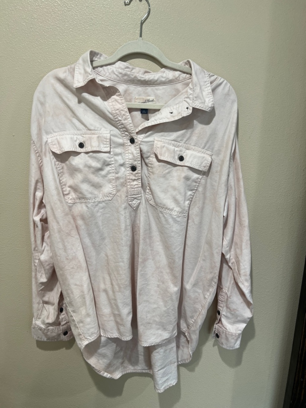 Light Pink (Tie-Died)Button-Front Utility Shirt